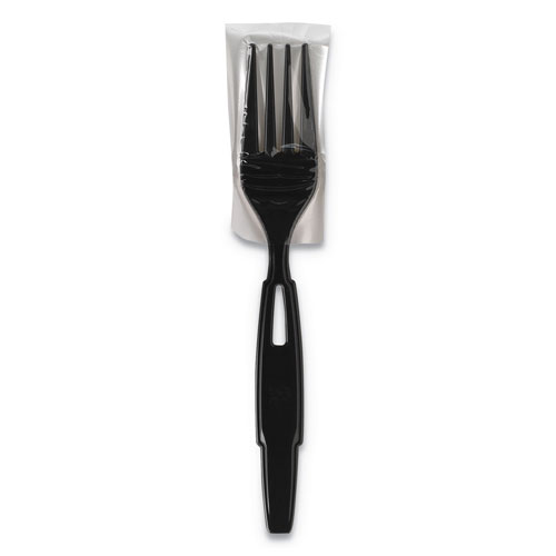Dixie SmartStock Wrapped Heavy-Weight Cutlery Refill, Fork, Black, 960/Carton