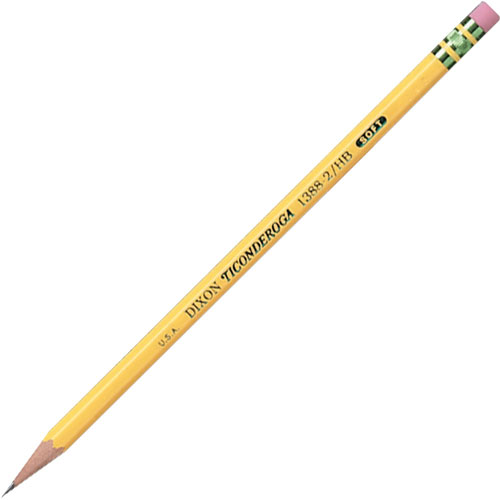 Dixon Ticonderoga Pencils, HB2 Numeric Graphite Scale, Black Lead, Yellow Barrel, 72/Pack