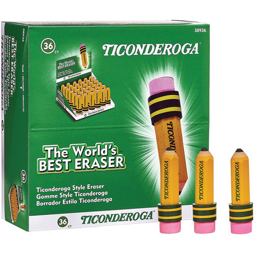 Dixon Ticonderoga Shaped Eraser, Latex-Free, 36/Box