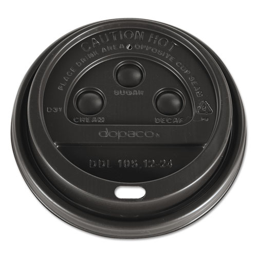 Dopaco® Dome Lids for Hot Paper Cups, For 12, 16, 20, 24oz Cups, Brown, Plastic