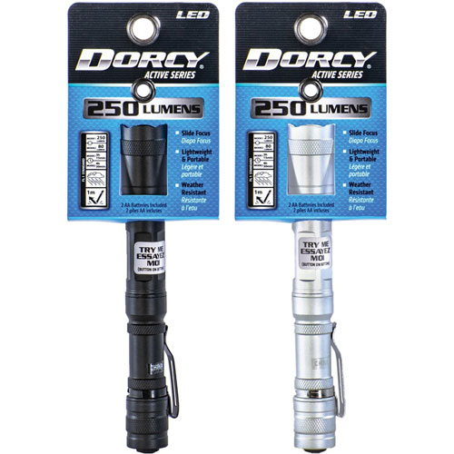 Dorcy Flashlight, 250 Lumen, 1"Wx1"Lx8-1/4"H, Aluminum