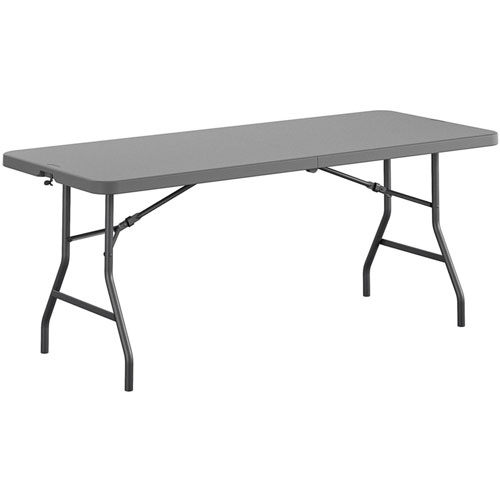 Dorel Zown Commercial Fold-in-Half Blow Mold Table, Rectangle Top, 72"x 30" Table Top Depth, 29.25" Height, Gray