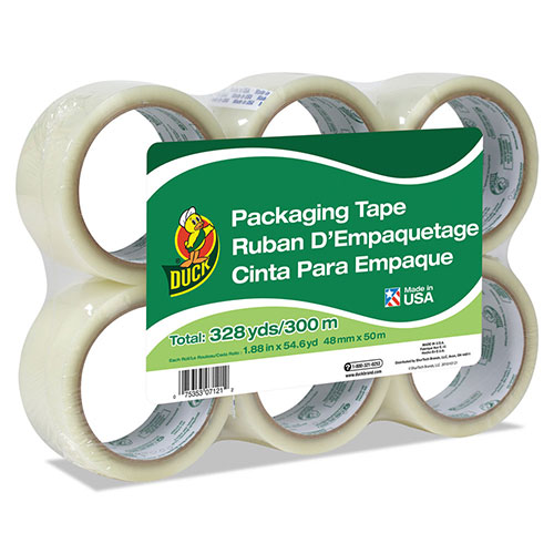 Duck® Commercial Grade Packaging Tape, 3" Core, 1.88" x 55 yds, Clear, 6/Pack