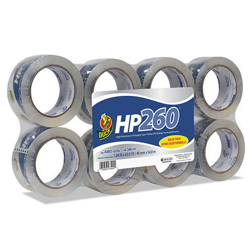 Duck® HP260 Packaging Tape, 3" Core, 1.88" x 60 yds, Clear, 8/Pack
