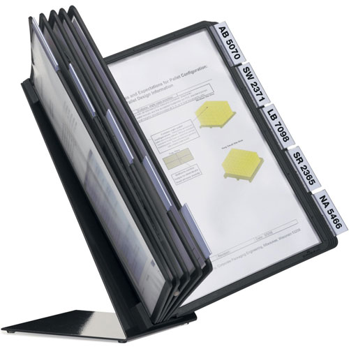 Durable Desk Unit 10 - Support Letter 8.50" x 11" Media - Sturdy, Rugged, Anti-glare - Black - Metal Base, Polypropylene Sleeve - 6 / Carton