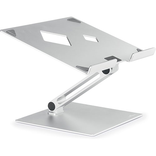 Durable RISE Laptop Stand - Up to 17" Screen Support - 12.6", x 9.1" x 11" Depth - Desktop, Tabletop - Aluminum - Silver