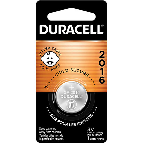 Duracell Duralock 2016 Lithium Battery, For Glucose Monitor, Electronic Device, Security Device, Health/Fitness Monitoring Equipment, CR2016, 3 V DC, Lithium (Li), 6/Carton