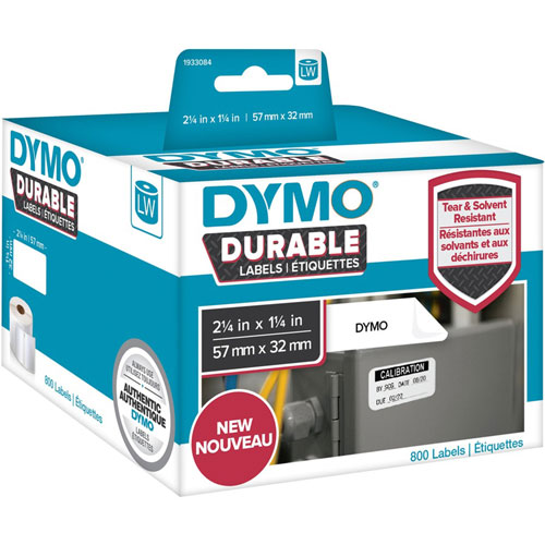 Dymo LW Durable 2-1/4" x 1-1/4" (57mm x 32mm) White Poly, 800 labels, 2 1/4" x 1 17/64" Length, Rectangle, White, Plastic,