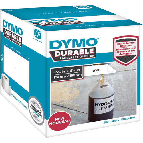 Dymo LabelWriter Direct Thermal Labels, Durable, 200 labels, 4 3/32" x 6 17/64"
