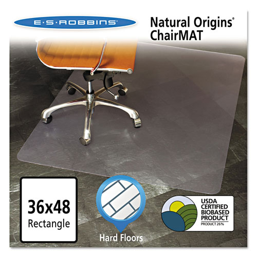 E.S. Robbins Natural Origins Chair Mat for Hard Floors, 36 x 48, Clear