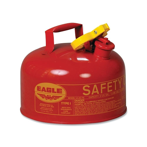 Eagle Type l Safety Can, 2 gal, Red, Flame Arrestor, Pour Spout, Squeeze Handle