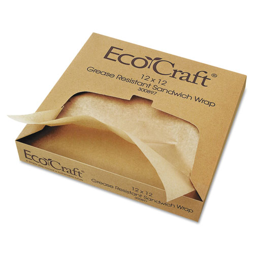 Ecocraft EcoCraft Grease-Resistant Paper Wraps and Liners, Natural, 12 x 12, 1000/Box, 5 Boxes/Carton
