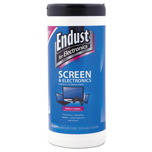 Endust Antistatic Cleaning Wipes, Premoistened, 70/Canister