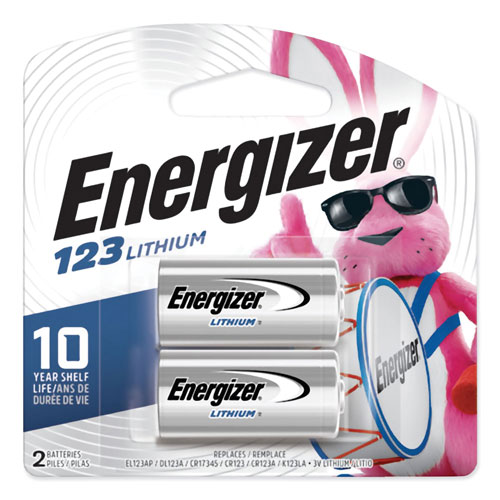 Energizer 123 Lithium Photo Battery, 3V, 2/Pack
