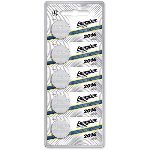 Energizer Industrial Lithium CR2016 Coin Battery with Tear-Strip Packaging, 3 V, 100/Box