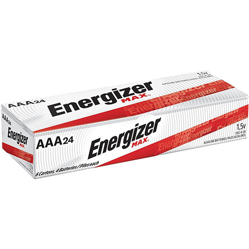 Energizer MAX AAA Alkaline Batteries, 1.5 V, 4/Pack, 6 Packs/Box