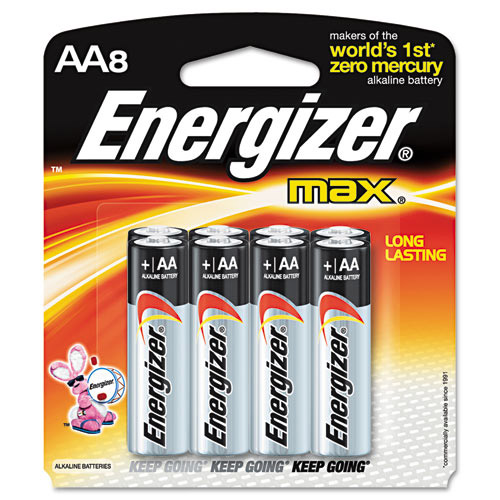 Energizer MAX Alkaline AA Batteries, 1.5V, 8/Pack