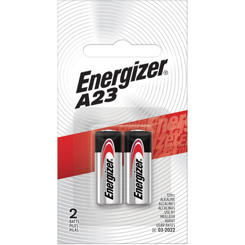 Energizer Watch/Electronic Battery, Alkaline, A23, 2/PK, Black/Silver