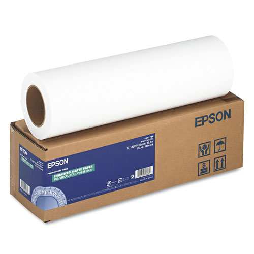 Epson Enhanced Photo Paper Roll, 3" Core, 17" x 100 ft, Matte Bright White
