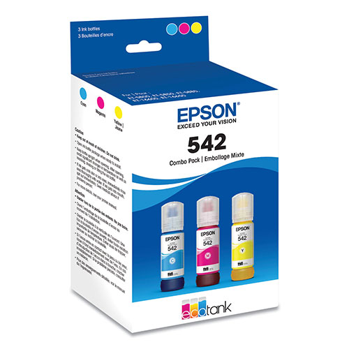 Epson T542520S (T542) EcoTank Ultra High-Capacity Ink Bottles, Cyan/Magenta/Yellow