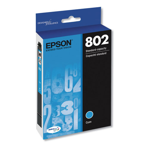 Epson T802220S (802) DURABrite Ultra Ink, 650 Page-Yield, Cyan