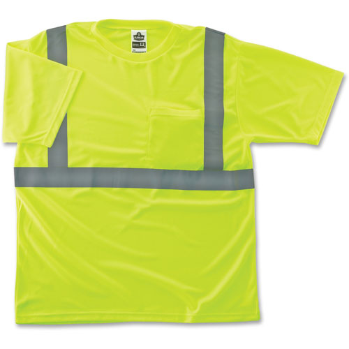 Ergodyne GloWear 8289 Class 2 Hi-Vis T-Shirt, Polyester, Lime, Small