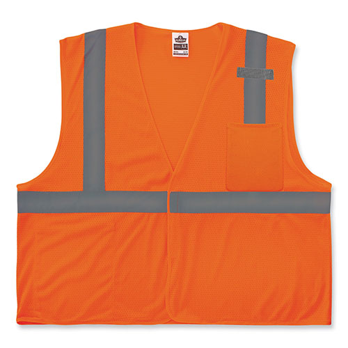 Ergodyne GloWear 8210HL-S Single Size Class 2 Economy Mesh Vest, Polyester, X-Small, Orange