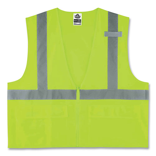 Ergodyne GloWear 8225Z Class 2 Standard Solid Vest, Polyester, Lime, Small/Medium