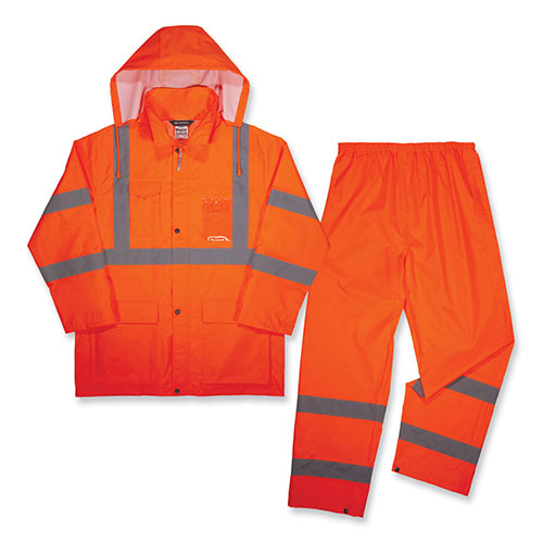 Ergodyne GloWear 8376K Lightweight HV Rain Suit, X-Large, Orange
