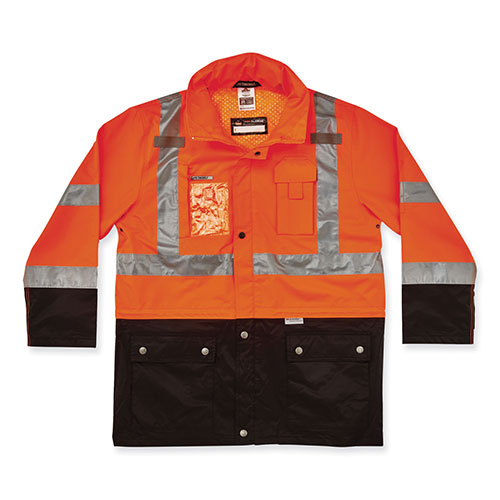Ergodyne GloWear 8386 Class 3 Hi-Vis Outer Shell Jacket, Polyester, Small, Orange
