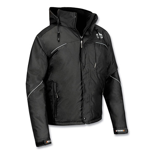 Ergodyne N-Ferno 6467 Winter Work Jacket with 300D Polyester Shell, Small, Black