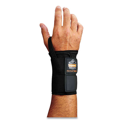 Ergodyne ProFlex 4010 Double Strap Wrist Support, Small, Fits Left Hand, Black