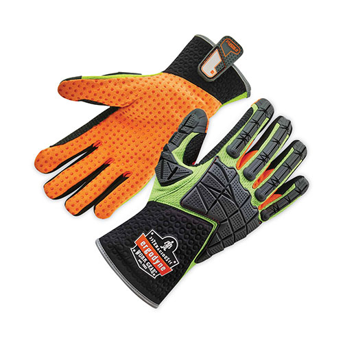 Ergodyne ProFlex 925F(x) Standard Dorsal Impact-Reducing Gloves, Black/Lime, Large, Pair