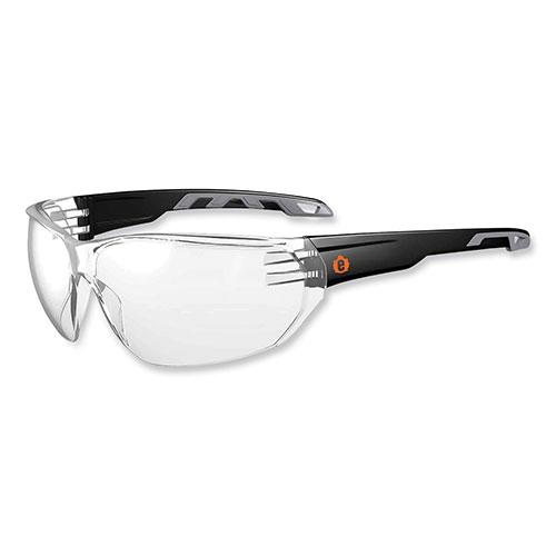 Ergodyne Skullerz Vali Frameless Safety Glasses, Matte Black Nylon Impact Frame, Clear Polycarbonate Lens