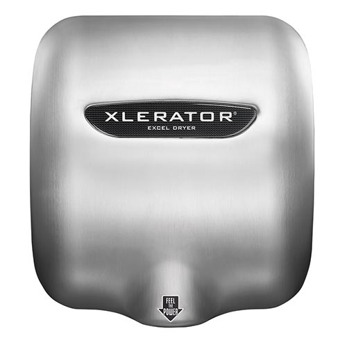 Excel XLERATOR® Hand Dryer 208-277V, Brushed Stainless Steel, Noise Reduction Nozzle