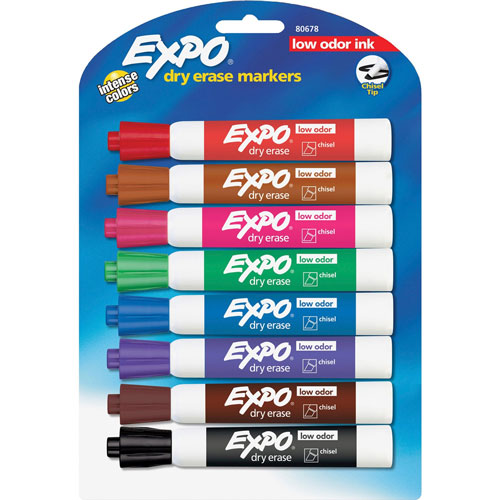 Expo® Nontoxic Dry Erase Marker with Chisel Point, Assorted