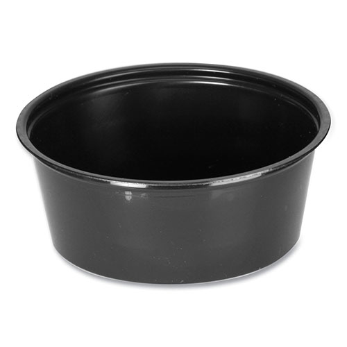 Fabri-Kal Portion Cups, 3.25 oz, Black, 250/Sleeve, 10 Sleeves/Carton