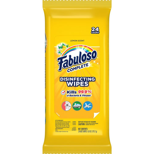 Fabuloso® Disinfecting Wipes, Wipe, Refreshing Lemon ScentPack, 24/Pack