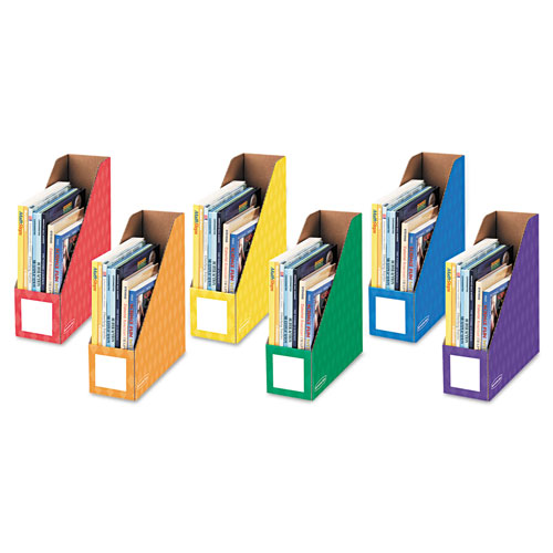 Fellowes Extra-Wide Cardboard Magazine File, 4.25 x 11.38 x 12.88, Assorted, 6/Pack