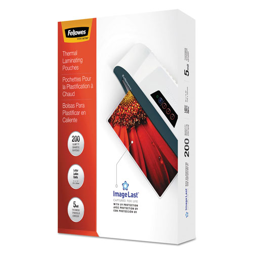 Fellowes ImageLast Laminating Pouches with UV Protection, 5 mil, 9" x 11.5", Clear, 200/Pack