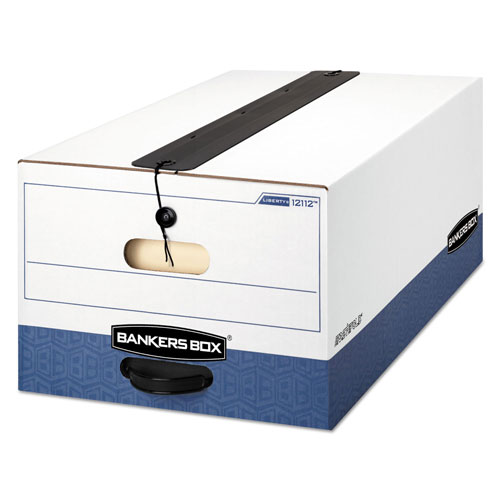 Fellowes LIBERTY Plus Heavy-Duty Strength Storage Boxes, Legal Files, 15.25" x 24.13" x 10.75", White/Blue, 12/Carton