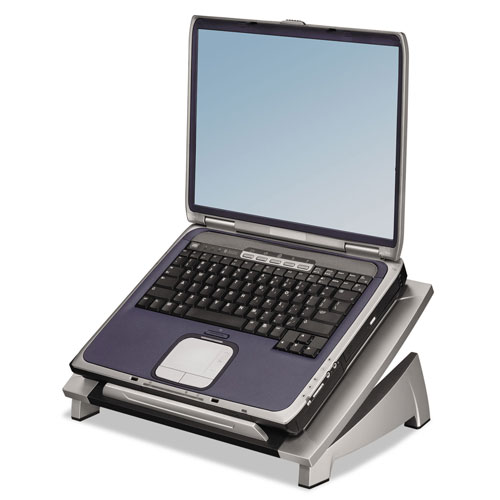 Fellowes Office Suites Laptop Riser, 15.13" x 11.38" x 4.5" to 6.5", Black/Silver, Supports 10 lbs
