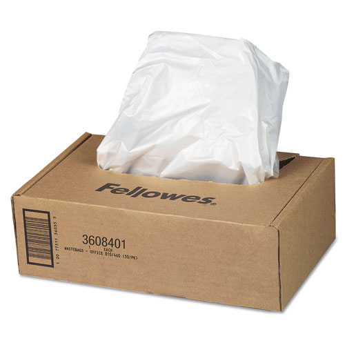 Fellowes Shredder Waste Bags, 16-20 gal Capacity, 50/Carton