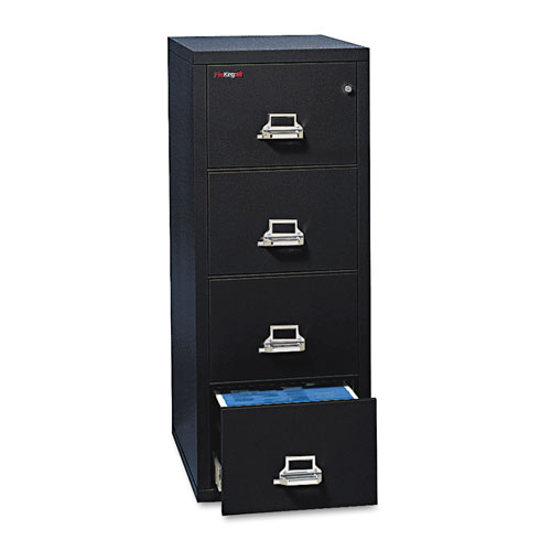Fireking Four-Drawer Vertical File, 17.75w x 25d x 52.75h, UL Listed 350° for Fire, Letter, Black