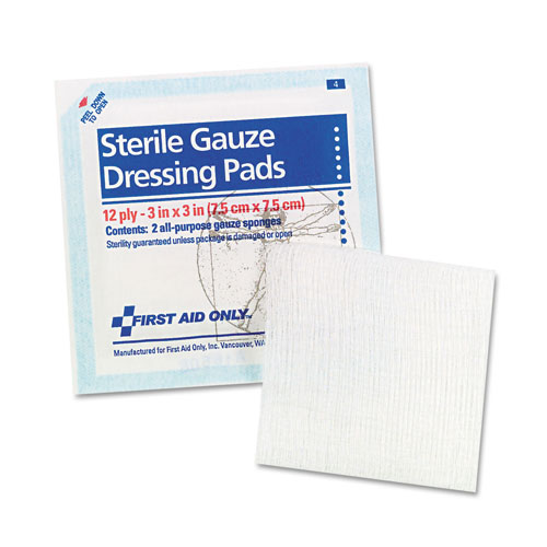 First Aid Only SmartCompliance Gauze Pads, 3" x 3", 5/Pack