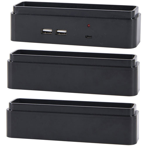First-Base Riser Blocks, w/ USB Ports, 1-1/2"Wx6"Lx1-1/2"H, Black