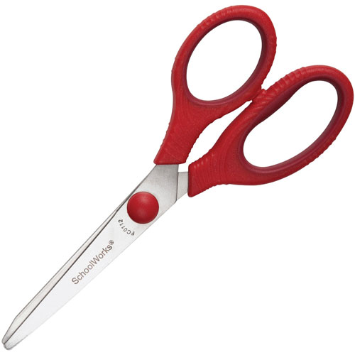 Fiskars Kids Scissors, Pointed Tip, Softgrip, 5" L, Black/Red