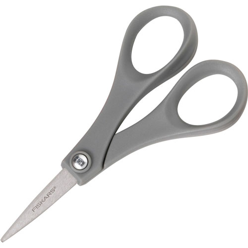 Fiskars Performance Versatile Scissors - 5" Overall Length - Stainless Steel - Straight Tip - Gray - 1 / Each