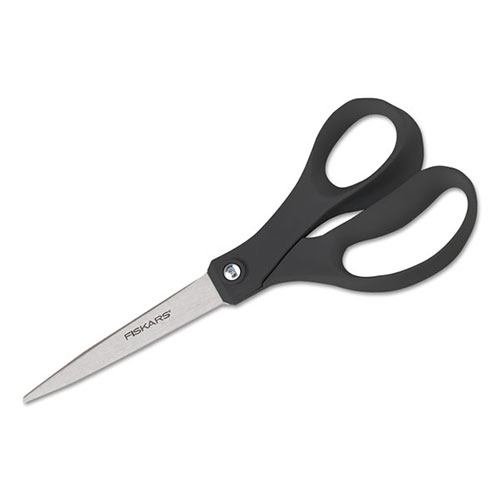 Fiskars Recycled Scissors, 10" Long, 8" Cut Length, Black Straight Handle