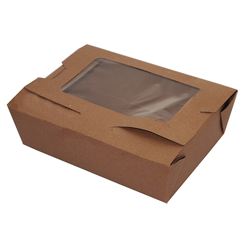 Fold-Pak BioPlus #3 Take Out Carton with Window, Kraft